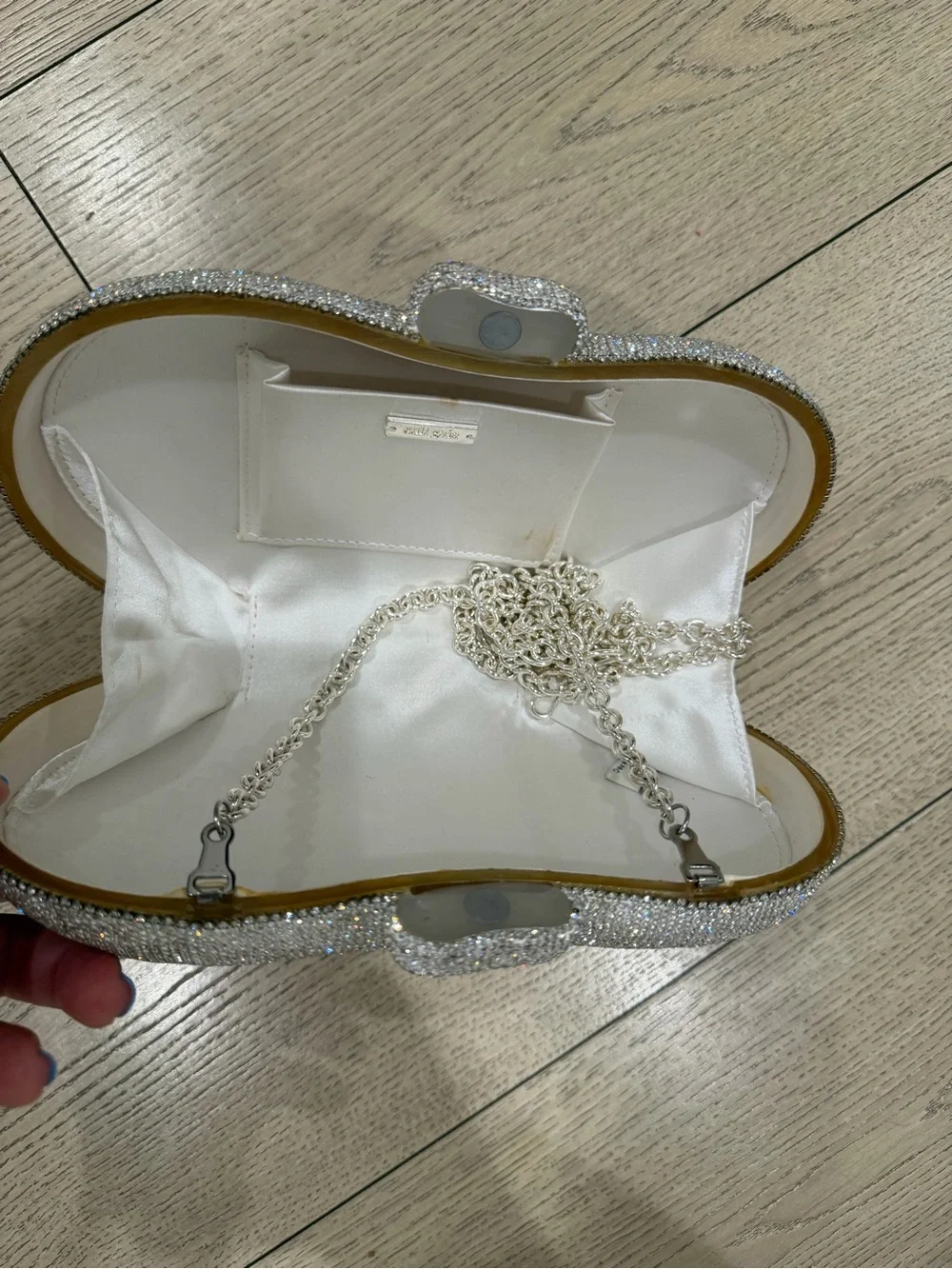 Cult Gaia Silver Crystal Evening Clutch Bag